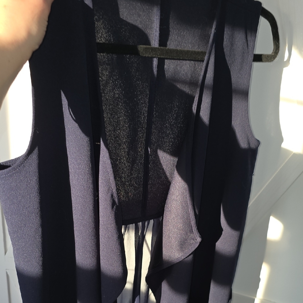 Midnight Blue Open Front Sheer Vest